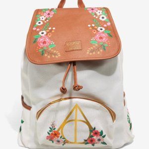 Loungefly Harry Potter Floral Deathly Hallows Slouch Backpack NWT